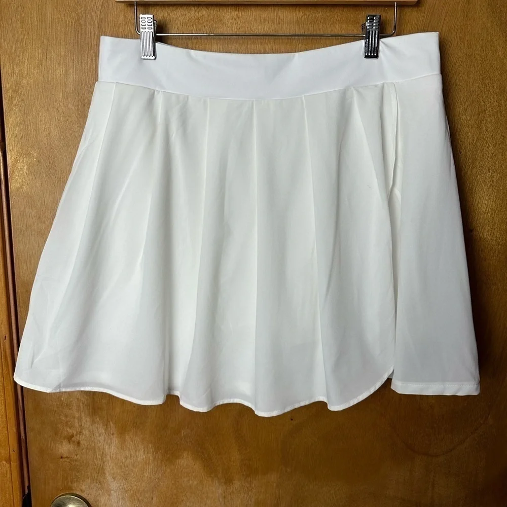 J Crew Pleated Active Skort Skirt White Large NWT
